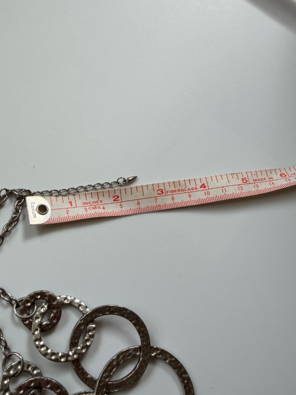 Silver large ring 16" necklace - Picture 6 of 7